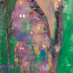 Kunstwerk, gemengde techniek, Maya Wildevuur, Dame met pauwenveer, 199